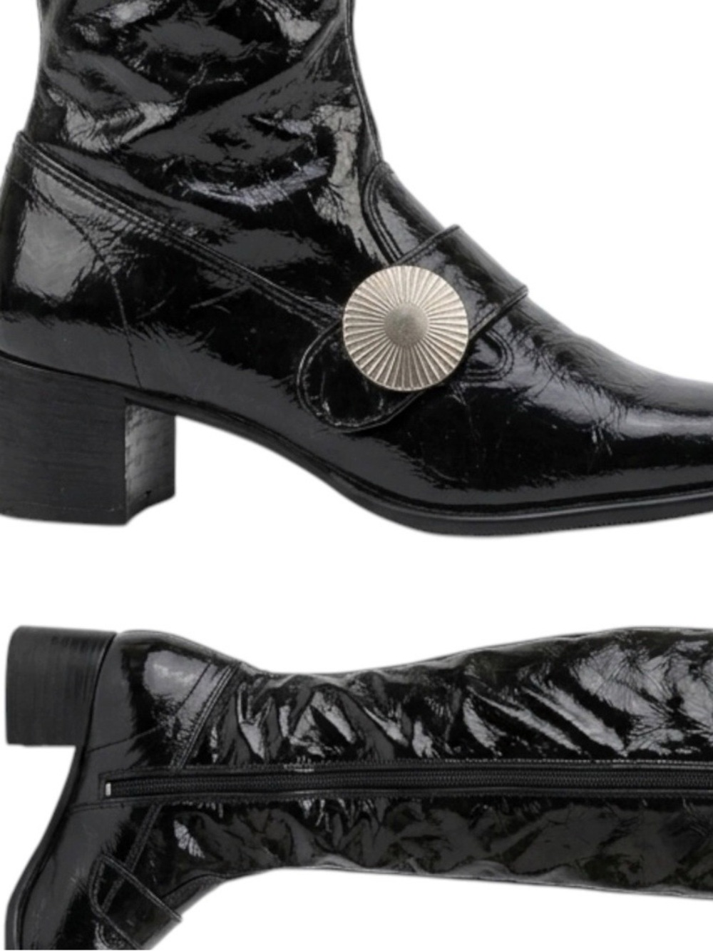 Vintage 1970s Black Patent Go-Go Boots - Size 9 - Picture 6 of 16